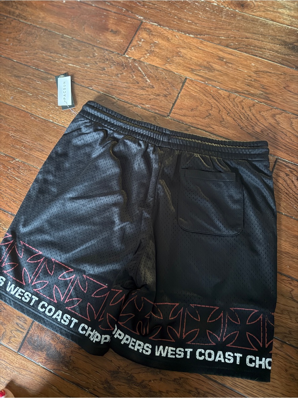 PacSun Black Athletic Mesh Shorts with Red Trim